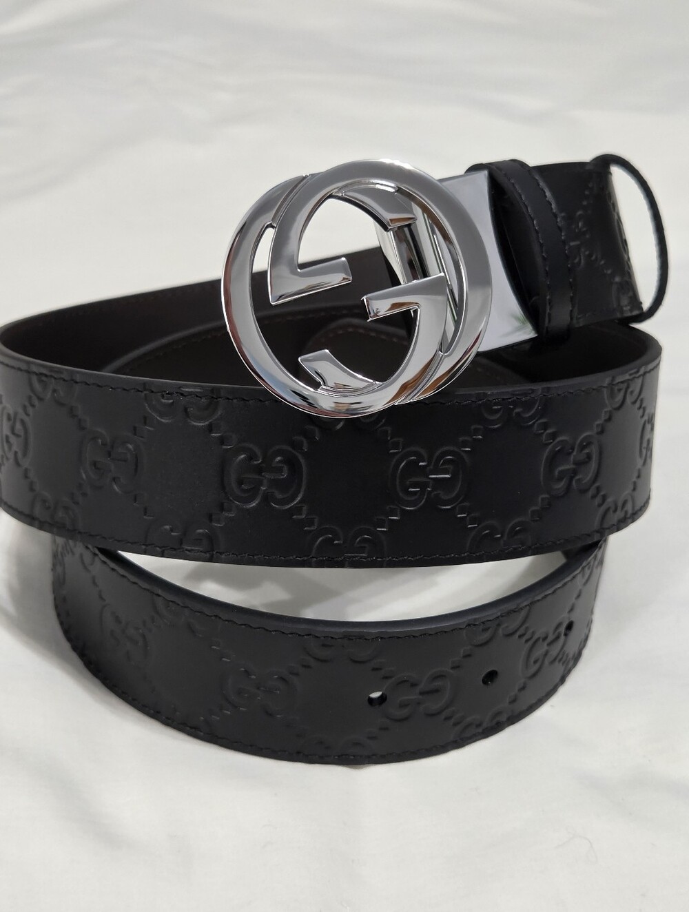 Gucci Reversible Black Brown Leather Belt Silver Double G Buckle 34/36